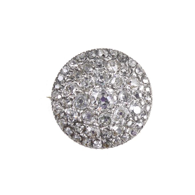 Cushion cut diamond cluster brooch, formerly a button | MasterArt